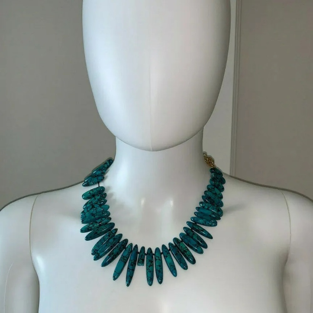 JANNA CONNER turquoise collar statement boho necklace